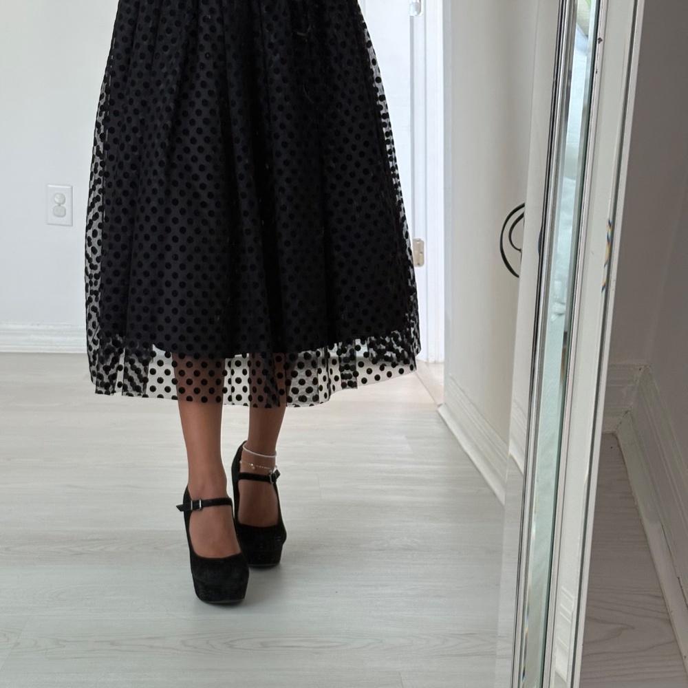 Black polka dot tulle skirt